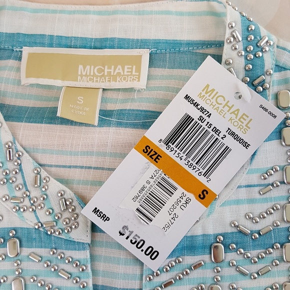 Michael Kors Striped Tunic Top Sz Small - Picture 4 of 8
